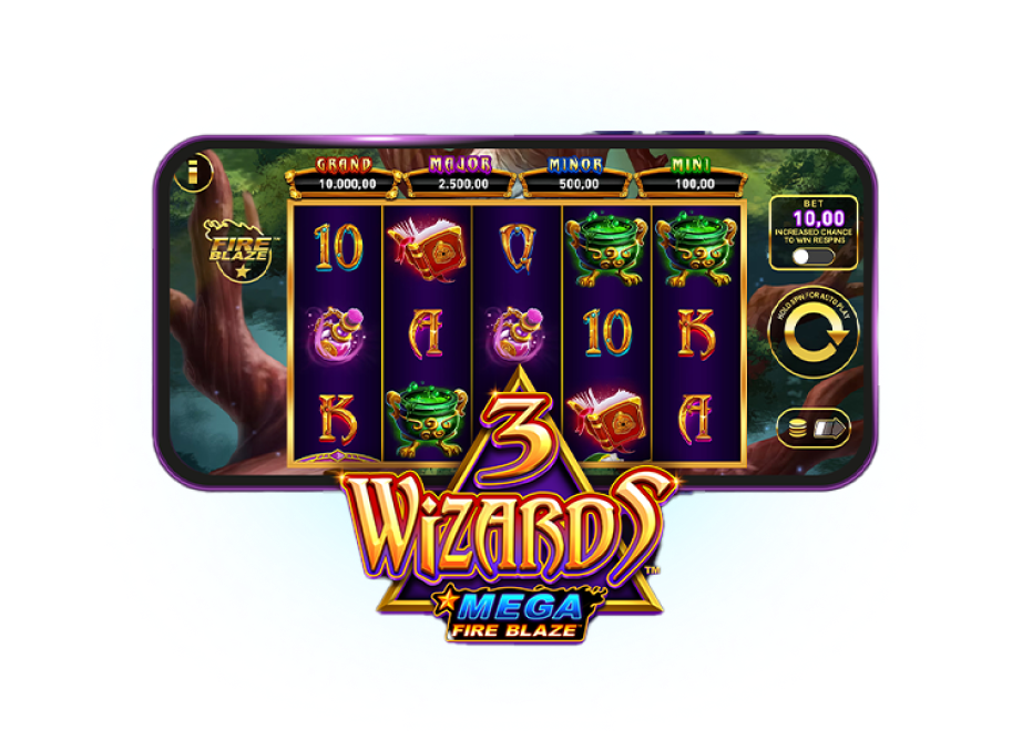 3 Wizards Mega Fire Blaze Slot Game on Mobile